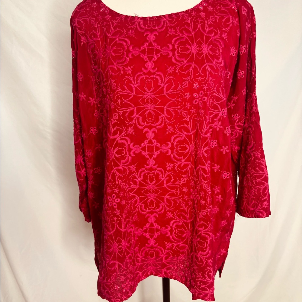 Johnny Was Jossy Embroidered Eyelet Top